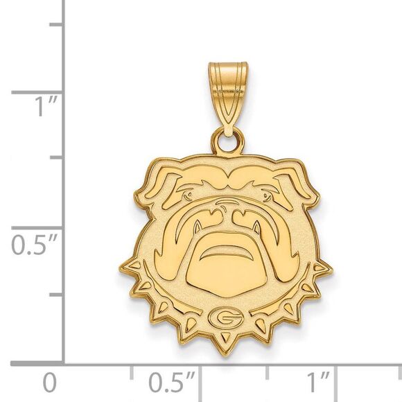 14k Gold Plated Silver U. of Georgia Large Bulldog Pendant - Picture 2 of 4
